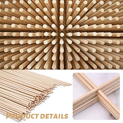 Wooden Dowel Rods, 100PCS 1/8 x 12 Inch Round Wooden Sticks for Arts Crafts, Home Decor, Cake Support, Photo Booth Props, Unfinished Natural Hardwood Sticks - size: 1/8 x 12 Inch (100PCS)
