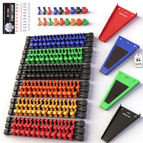 22-Piece Socket Organizer & Magnetic Wrench Organizer Set, 1/4", 3/8", 1/2" Drive Socket Holder, Total 64 Slots Metric & SAE Magnetic Wrench Holder (Socket, Wrenches not Included) - style: 22 PCS