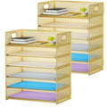 Marbrasse 2 Pack Desk Organizer with Handle, 6 Tier Paper Letter Tray, Mesh Desk File Organizer for Office, School and Home - Gold - color: Gold - 2p