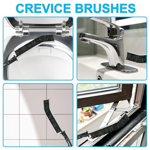 14Pcs Crevice Cleaning Brush Set, Hard Bristle Scrub Brushes Tools, V Shape Grout Cleaner Brush, Multi-Purpose Cleaning Tool for Cleaning Kitchens, Bathrooms, Tile, Sinks, Cups, Straws, and Windows