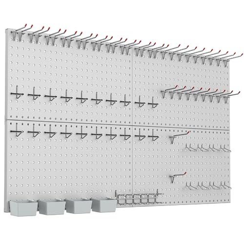 WALMANN Metal Pegboard Kit with Accessories, 24x48 in Tools Pegboard - color: Grey