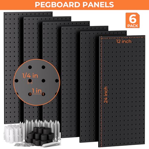 INCLY 226PCS Black Metal Pegboard Wall Organizer 48x36 Inch - color: Black, size: 48x36 Inch
