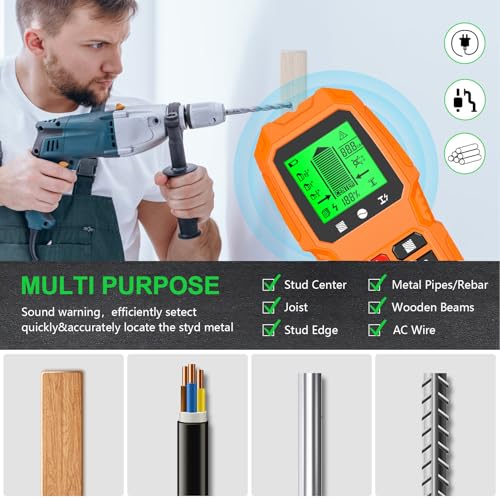 Stud Finder Wall Scanner with HD LCD Display - Portable Precision Detection for Wood, Metal & Live Electrical Wires, Advanced Wall Scanning Tool