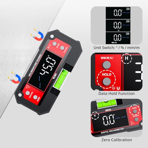 BINTA Digital Angle Finder Dual Axis Level Box 4×90° X-axis ±60° Y-axis