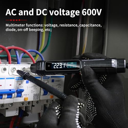 Pen Type Digital Multimeter Voltage Tester NCV Non-Contact Meter 600V Voltmeter, Measure AC DC Voltage Resistance Diode Capacitor Frequency Continuity for Electrician Tools - style: Upgrade Capacitor Test