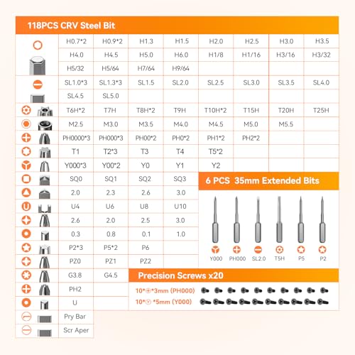 Precision Screwdriver Set, 166 in 1 Mini Screwdriver Set Tool - color: Orange, size: 166
