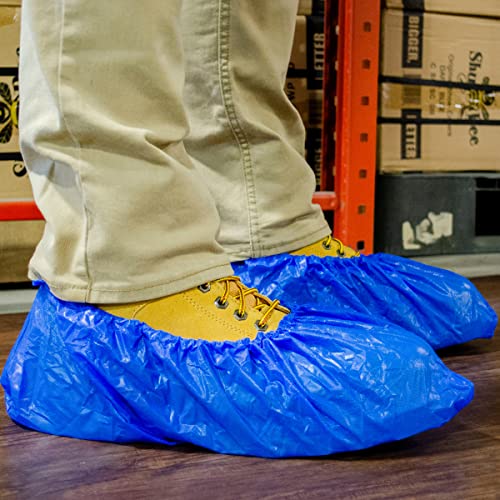 ShuBee Waterproof Shoe & Boot Covers Slip-Resistant Disposable for Plumbing Construction Floor Protection - 40 Pair - color: Light Blue