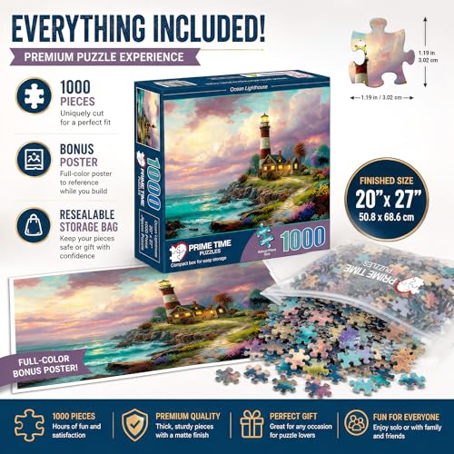 Adult Jigsaw Puzzle – Ocean Lighthouse 1000 Piece - color: Ocean Lighthouse