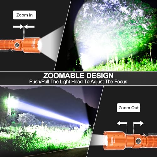 Rechargeable Flashlights High Lumens,Super Bright Small Powerful Flashlight - color: Orange