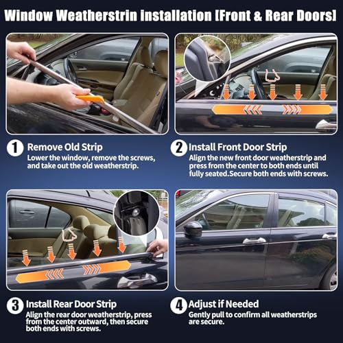 Window Molding Trim for 2008-2012 Honda Accord 4-Door Sedan | 4PCS Chrome-plated Weatherstrip Rubber Seals, Replaces #72410-TA0-A01, High-rebound Buckle Design, Built-in Metal Layer - size: 2008-2012 Honda Accord