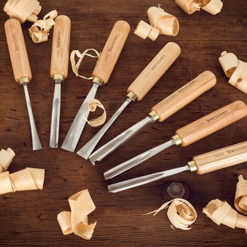 7-Piece Wood Carving Chisel Tools Set, Sharp CR-V Steel Blades - size: 7-Piece with Ash Handle