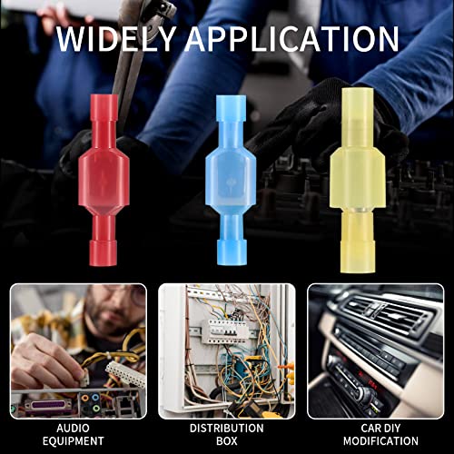 120 Pcs Spade Connectors Kit, Nylon 22-10 Gauge Male and Feamal Spade Terminals, Quick Disconnect Fully Insulated Nylon Wire Connectors Assortment Kit for Automotive, Electronics