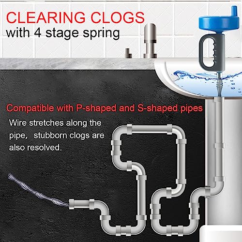 Drain Clog Remover (5pcs)＆Drain Auger 16 FT (1pcs)＆Drain Snake Hair Remover (1pcs),Toilet Plumbing Snake Set for Toilet Sewer Shower Kitchen Bathroom Tub Clogged Drains Opener Cleaning Tool - color: Set 16.4FT