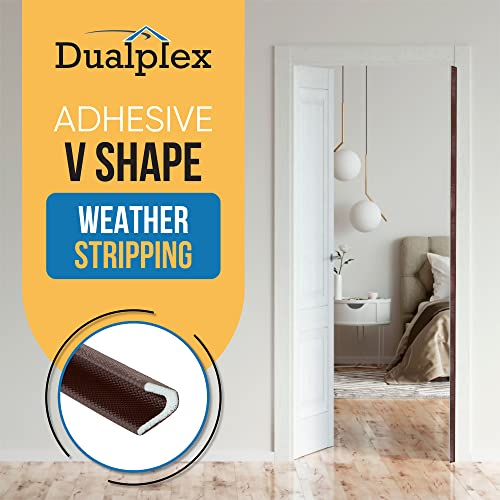 Adhesive V Shape Weatherstrip, Weather Stripping Door Seal Strip Foam Door Frame Insulation Side Jamb Bottom Groove Gap Filler Soundproof V Weatherstripping (Dark Brown, 1/2 in x 1/2 in x 26 Ft) - color: Dark Brown