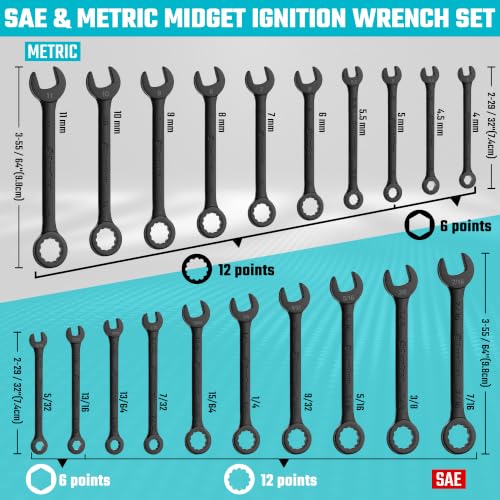 DURATECH Mini Wrench Set, Small Ignition Wrench Set, Black Electrocoat - color: Black