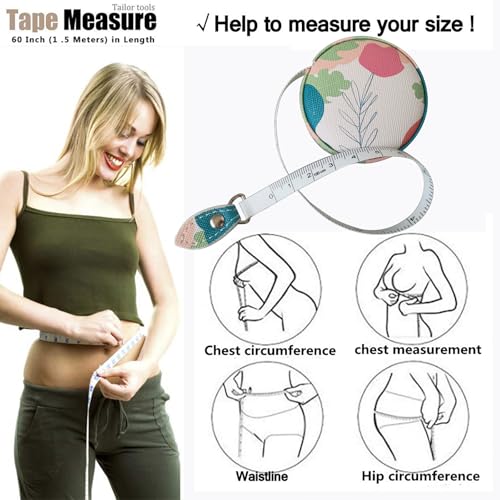 Tape Measure for Body Measuring Fabric Sewing Tailor Ruler Flexible Soft Pocket Small Mini Body Measurement Cloth Measuring Tape 60 Inch Premium Leather Retractable Tape Measure - color: Rose 1 pack