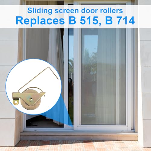 4pcs 1-1/4" Sliding Screen Door Rollers Replacement, Heavy-Duty Steel Ball Bearing Tension Wheels for Smooth Glide Replaces B515, B714