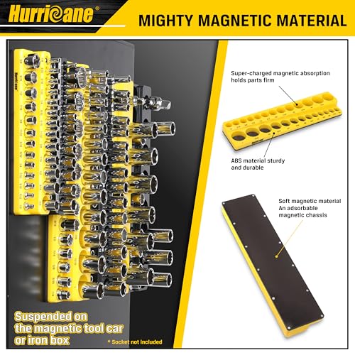 HURRICANE Magnetic Socket Organizer Set, 6 Piece Socket Holder Set Includes 1/4", 3/8", 1/2" Drive Metric SAE Socket Trays - size: 6 Piece