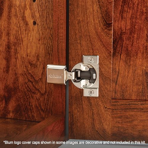 Blum Compact BLUMOTION Hinge (2 Kits), 1/2" Overlay, 105° Opening Angle, Steel, Integrated Soft-Close Hinges for Face Frame Cabinets - size: 2 KITS, style: With Screws