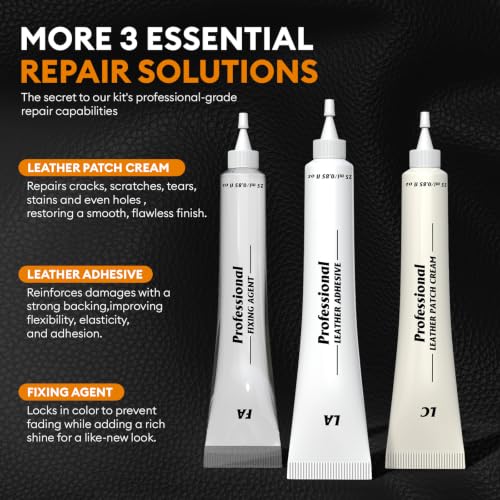 Leather Repair Kit for Furniture, Vinyl Repair Kit Restore Leather Surface - color: Black