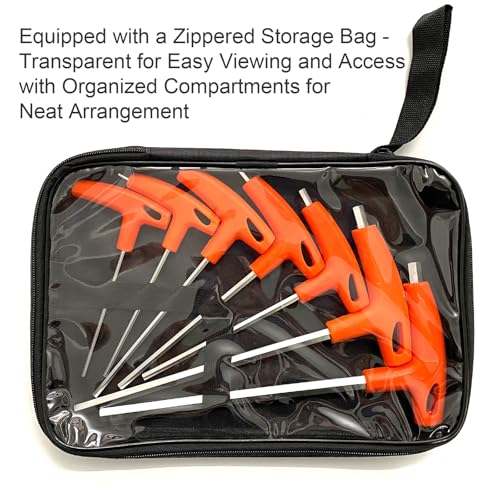 Hex Key Set T-Handle Long, 7-Piece Metric(2.5mm-10mm) Allen Wrench Set with Storage bag, CR-V Steel Hexagonal Tool Kit- Maintenance and Repair Tools, Orange