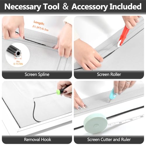 Secopad Window Screen and Screen Door Mesh Repair Kit, Grey, 39in x 78in - color: Gray, size: 39in x 78in