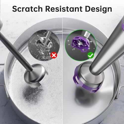 Turelar Immersion Blender Handheld 5 in 1 Hand Blender Set 1100W Heavy Duty - color: Purple, size: 5 in 1