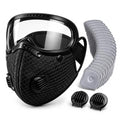 Reusable Carbon Filter Dust Mask with Detachable Goggles, Half Face Windproof Mask with 30 Filters & 2 Valves for Woodworking, Cycling, Mowing, Sanding