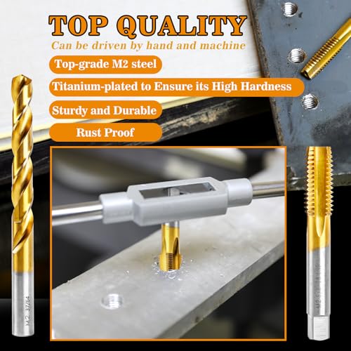 1/2"-28 UNEF Tap and 15/32" Drill Bit for Metal,M2 HSS Drill and Tap Set - size: 1/2"-28 Tap, 15/32" Drill