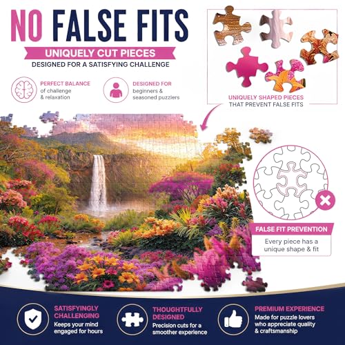 Adult Jigsaw Puzzle Hawaiian Waterfall 1000 Piece - color: Hawaii Waterfall
