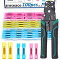 smseace 100PCS Heat Shrink Butt Connector with Crimping Tool 22-10AWG Waterproof Electrical Wire Crimp Connectors for Automotive Boat Stereo Industrial Equipment - size: 100Pcs