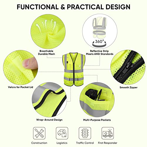 TICONN High Visibility Reflective Safety Vest for Men & Women, ANSI Class 2 - color: Yellow, size: Large