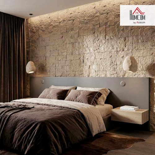 HOMCOM 3D Faux Stone Wall Panels Water-Resistant 4' x 2' Beige - color: Beige