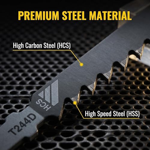 25PCS T244D 4-Inch HCS 6-Tooth Jig Saw Blade for Wood, Metal and Plastic Cutting Compatible with Bosch DeWalt Ryobi Skil Metabo ﻿