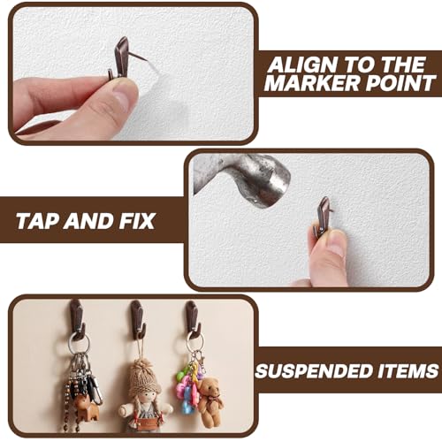 Hotop 30 Pcs Push Pin Hooks 20 Lbs Picture Hanger, Red Bronze - color: Red Bronze