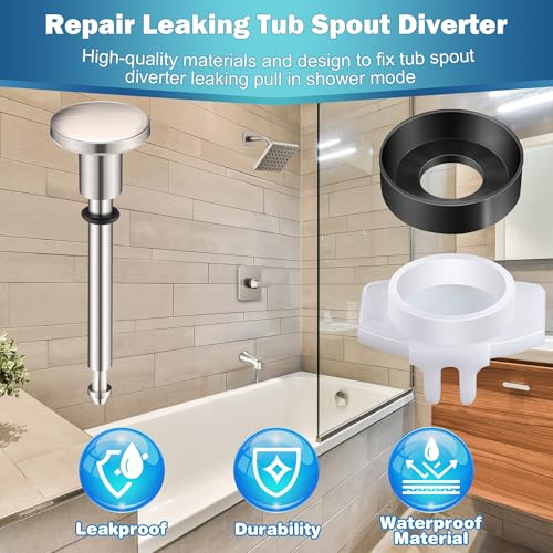 Enhon 2 Set Tub Spout Diverter Repair Kit (Brushed Nickel, Classic) | Includes 2 x Diverter Valve Stems, 2 x Cup Seals and 2 x Gates, Bathroom Shower Bathtub Leaky Faucet Repair Replacement Parts - color: Brushed Nickel