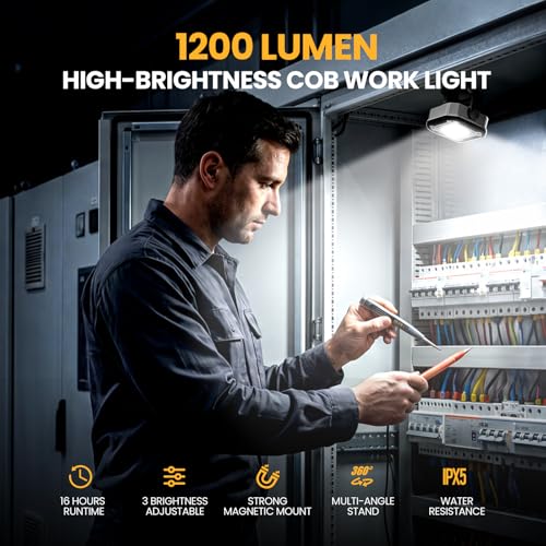 2-Pack 1200LM Magnetic Rechargeable LED Work Light for Car Camp - color: Gray