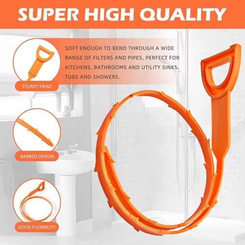 5 Pack 25inch Drain clog remover, Snake Drain Cleaner Hair Clog Remover tool, Shower kitchen sinks and bathtubs, sink snake, hair toilets sewer pipe cleaning tools.
