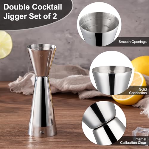 Briout Double Cocktail Jigger for Bartending, 2 OZ & 1 OZ, Flat Edge - color: Silver, size: Flat Edge-1oz/2oz-1PC
