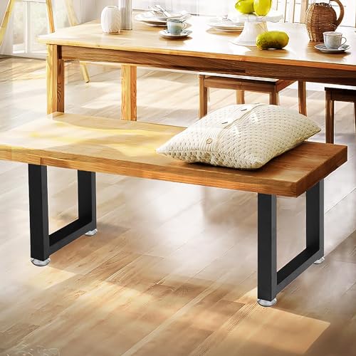 16 Inch Metal Bench Coffee Table Legs, Heavy Duty Desk/Chair Legs,Black Metal End Furniture Legs with Adjustable Protector Feet (H16” x W11.8”, Set of 2) - size: 16 '' Square