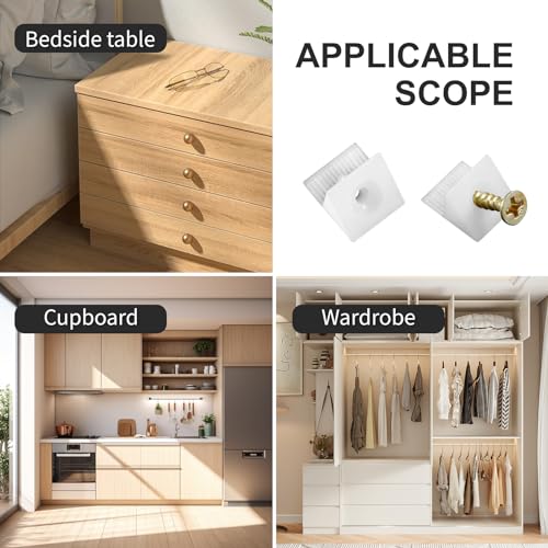 Drawer Reinforcement Repair Kit for Furniture Sagging Drawer, Fixing Repair Wedges, Brackets Plastic Angle Code Bracket Fastener(50PCS)