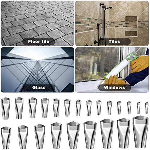 Hotop 23 Pcs Caulk Nozzle Stainless Steel Sealant Finishing Tool Kit