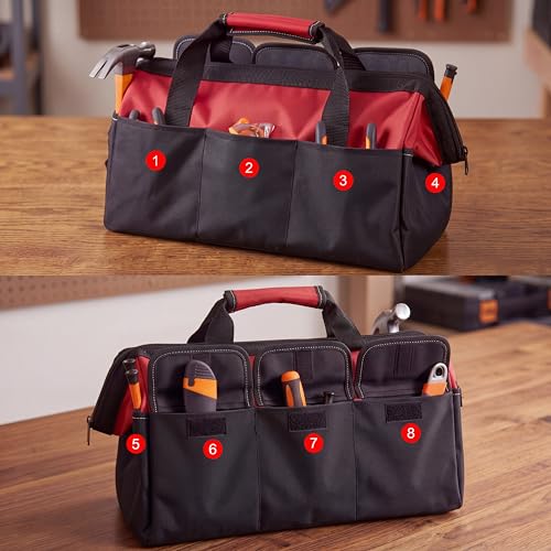 Sanwuta 3 Pack 18 Inch Tool Bags, Side Gusset, Red, Army Green, Blue - color: Red, Army Green, Blue, size: 18 Inch, style: Side Gusset