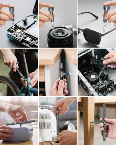 Bomivoi 74 in 1 Magnetic Screwdriver Set, Multi Bit Ratchet Screwdriver Set with Detachable Handle, Repair Tool Kit for Furniture, Precision Electrical Appliance, Bicycle, Ring Doorbell, DIY, Watch - style: 74 IN 1