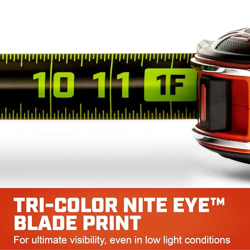 Crescent Lufkin 25' SHOCKFORCE NITE EYE Magnetic Tape | LM1325B-02 - size: 25' Magnetic, style: SAE