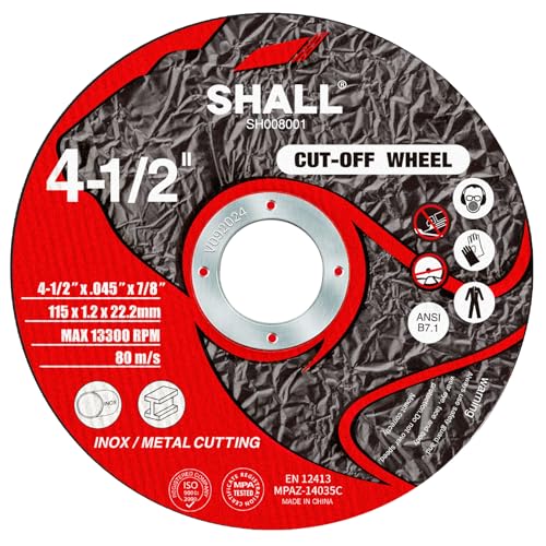 SHALL 25-Pack Cut Off Wheels 4 1/2 x 7/8 Inch, Cutting Wheel with Pouch for Angle Grinder, 4.5” Metal & Stainless Steel Fast Cutting Disc, Grinder Wheel for General Purpose Metal Cutting - style: 4-1/2 x 7/8