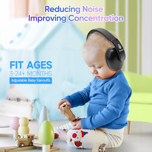 Floriogra Baby Headphones for Noise - [Upgraded Baby-Friendly Version] Ear Muffs Noise Protection Noise Cancelling Headphones - Ear Protection for 3 Months to 2 Years - color: Black