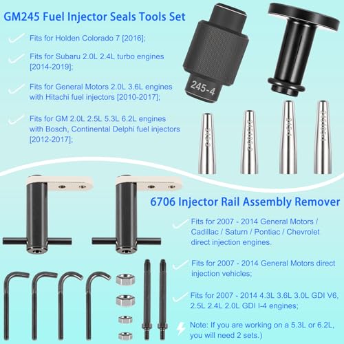 6706 Fuel Injector Rail Assembly Remover & GM245 Fuel Injector Seals Tools Perfectly Fits for GM Engines