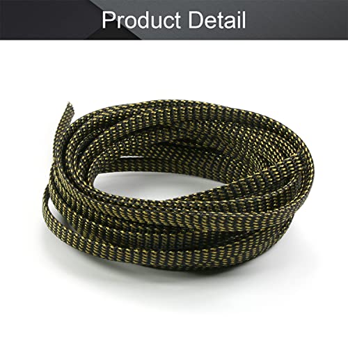Othmro 5m/16.4ft PET Expandable Braid Cable Sleeving Flexible Wire Mesh Sleeve Black Gold - color: Black Gold, size: 8mmx5m