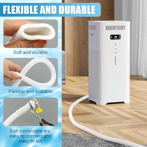 Dehumidifier Drain Hose with Cuttable Rubber Adapter and Connect Clamp, Air Conditioner Drain Hose, Universal Flexible AC and Dehumidifier Replacement Hose(Color:4m/13.12ft)